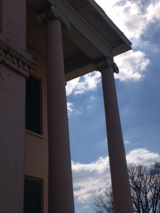 Figure 16: John Drish House, 1837. Detail of original Ionic order columns on the front tower façade. Captured March 21, 2014. From the Collection of the Author. 