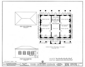 Figure 2: John Drish House 1837 Plan. Rendering of the first and second floor interiors. Survey and measurements for plan conducted the April 7, 1934. Rendered by the U.S. Department of Interiors. 